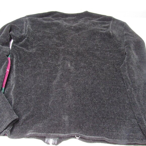 VTG JENNIFER MOORE Womens Cardigan Zippered Sweater Tweed Preppy Checker Black M - Picture 6 of 6